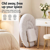 Artiss Comfy Saucer Chair Soft Faux Fur Foldable Accent Chair with Ottoman White