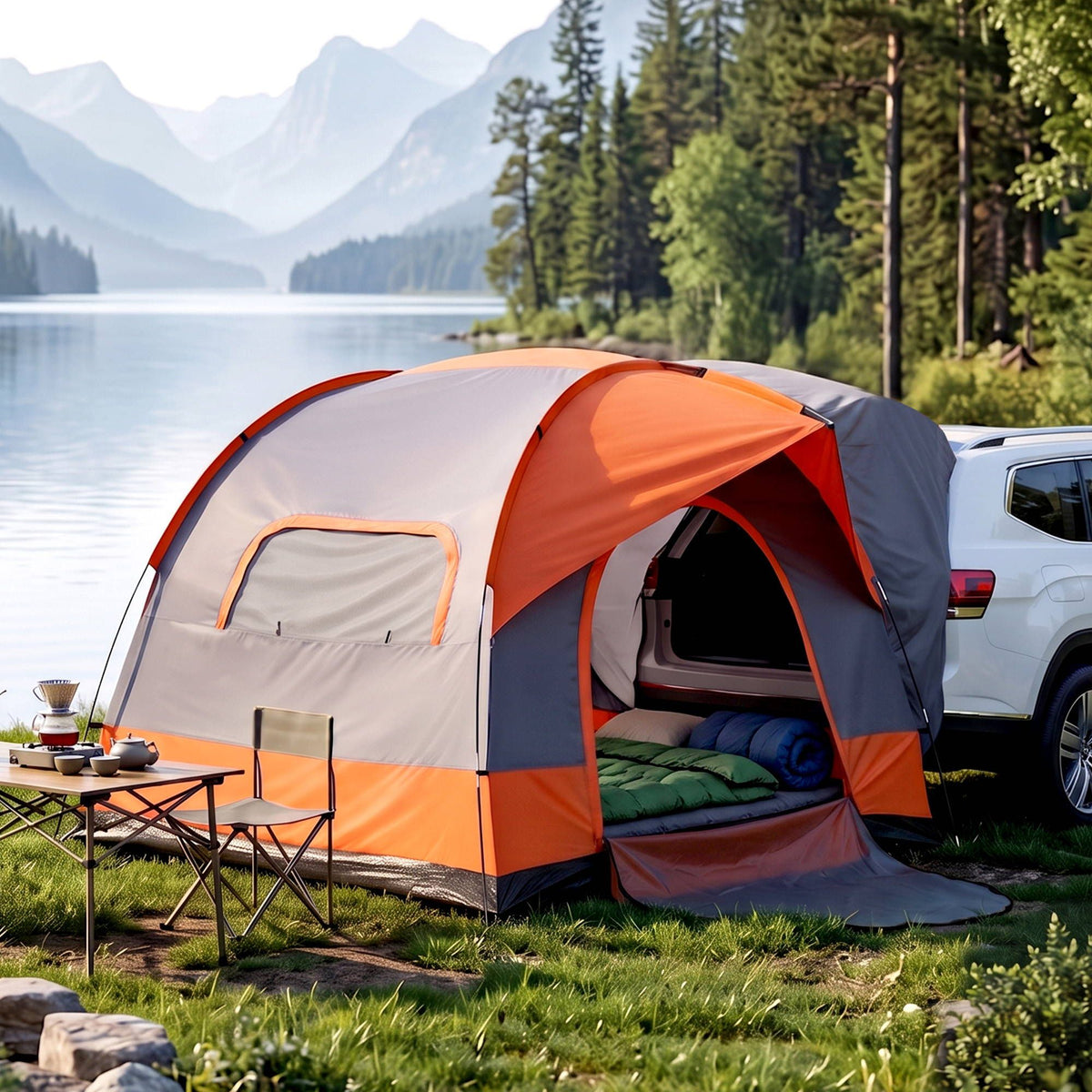 Weisshorn Camping Tent SUV Family Camping Car Tent 6-8 Person 250cm Orange