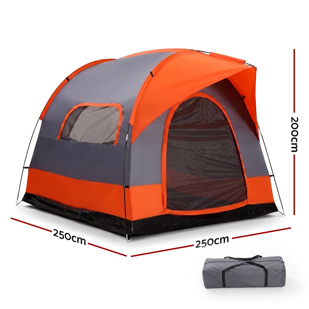 Weisshorn Camping Tent SUV Family Camping Car Tent 6-8 Person 250cm Orange
