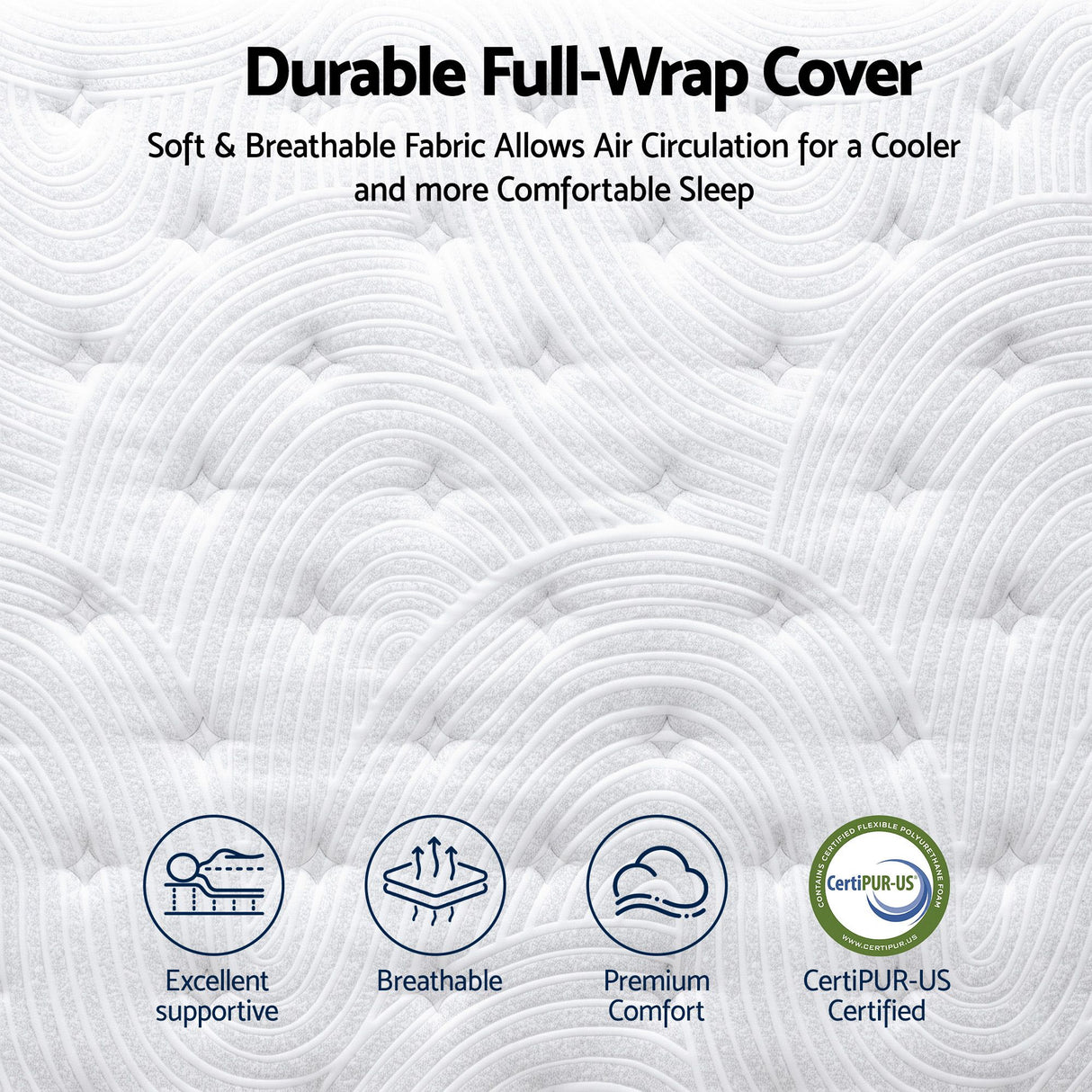 RoomSense Queen 34cm Medium Soft Gel Mattress Bundle, Oatmeal Bed Frame
