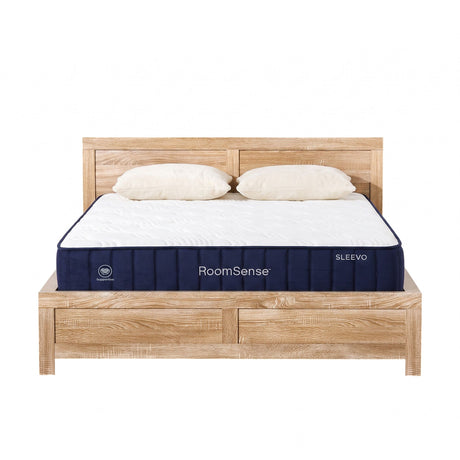 RoomSense Double 26cm Firm Mattress Bundle with Oatmeal Wooden Bed Frame