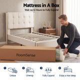 RoomSense Single Mattress, 34cm Thick Medium Firm Hybrid Mattress for Back Pain Relief, Tencel Cooling Pocket Spring Mattress Single Size in a Box