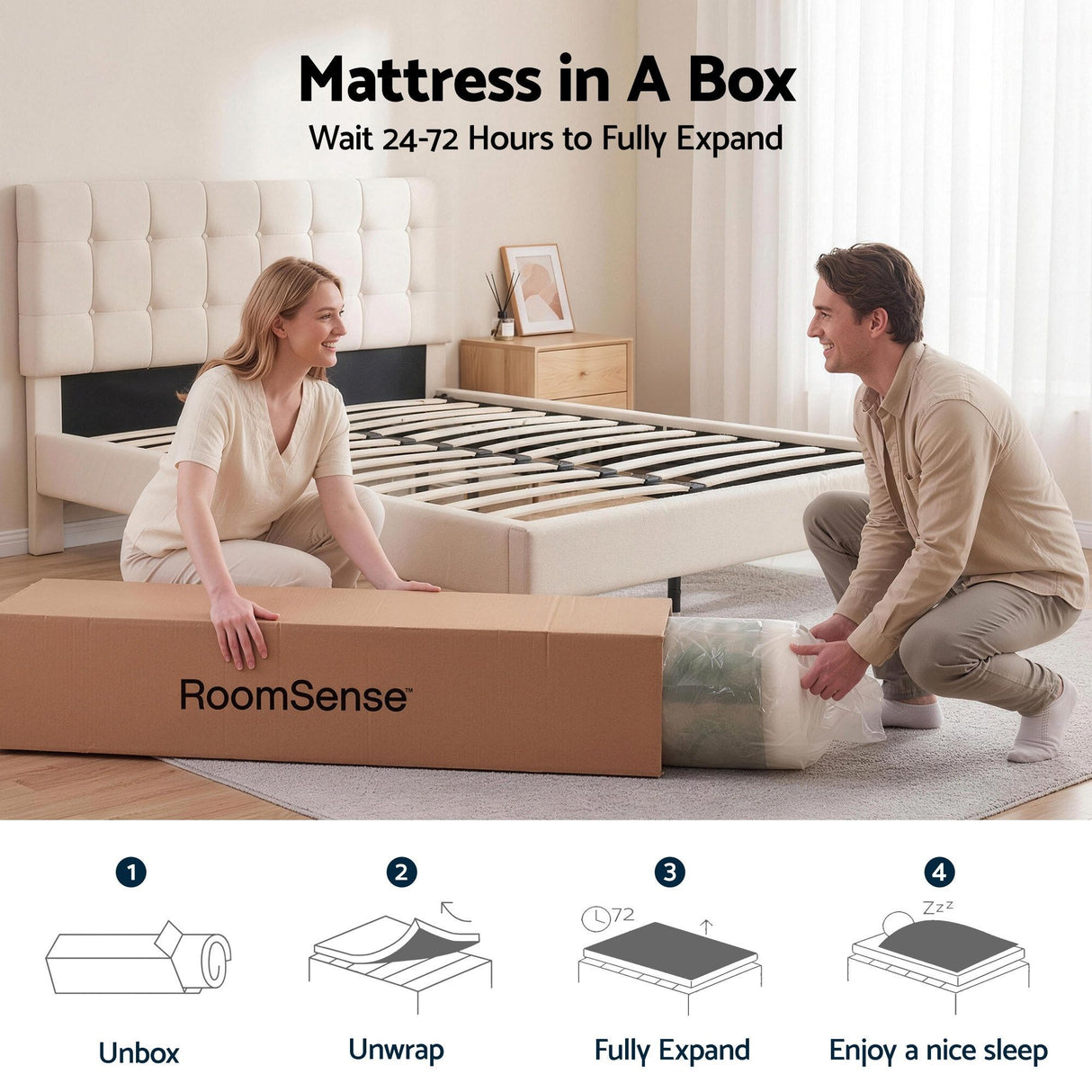 RoomSense Single Mattress, 26cm Orthopedic Firm Mattress for Back Pain Relief, Pocket Spring Hybrid Mattress King Size for Home & Rental