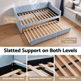 Artiss King Single Buttonless Tufted Daybed with Pull-Out Trundle, Light Blue
