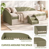 Artiss King Single Upholstered Daybed Sofa Bed with Centre Stairs, Olive