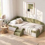 Artiss Single Upholstered Daybed, Centre Stair, Olive Green