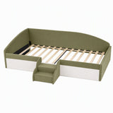 Artiss Single Upholstered Daybed, Centre Stair, Olive Green