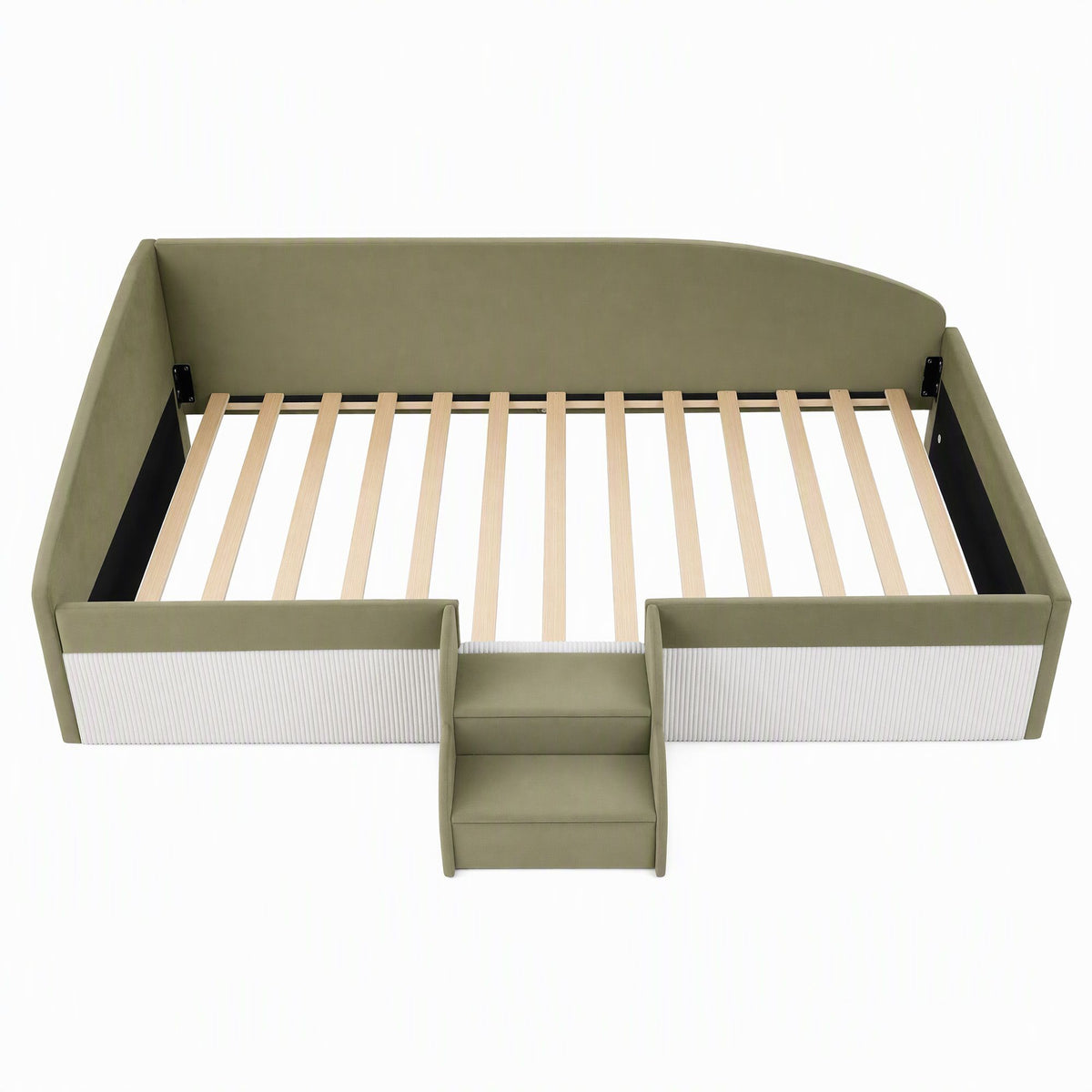 Artiss Single Upholstered Daybed, Centre Stair, Olive Green