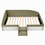 Artiss Single Upholstered Daybed, Centre Stair, Olive Green