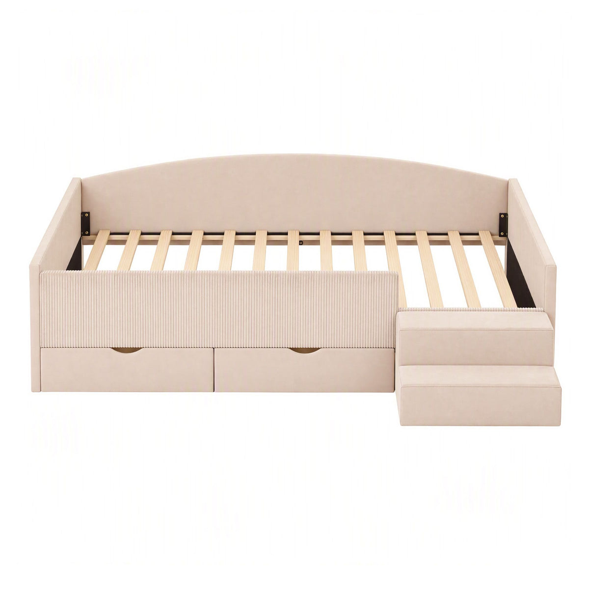 Artiss King Single Upholstered Daybed with Stairs & Storage Drawers, Beige