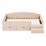 Artiss King Single Upholstered Daybed with Stairs & Storage Drawers, Beige