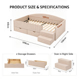 Artiss Single Upholstered Daybed with Side Stairs & Storage Drawers, Beige