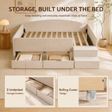 Artiss Single Upholstered Daybed with Side Stairs & Storage Drawers, Beige