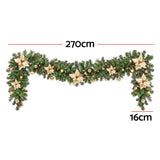 Jingle Jollys 2.7M Christmas Garland 8 Mode LEDs Timing 200 Tips Flowers Balls