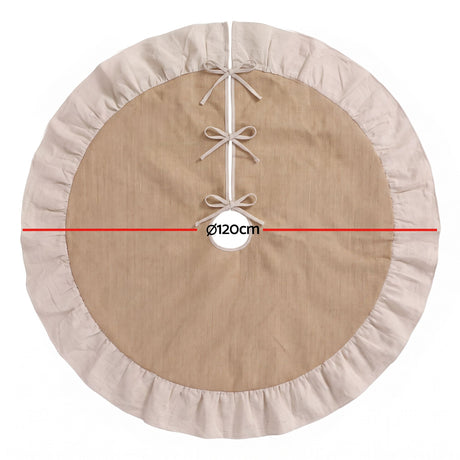 Jingle Jollys 120cm Christmas Tree Skirt Linen Christmas Tree Mat Decor
