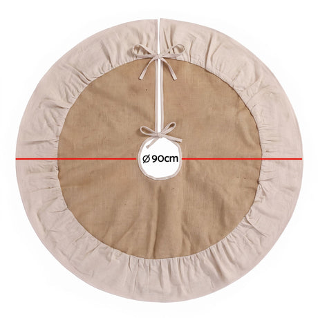 Jingle Jollys 90cm Christmas Tree Skirt Linen Christmas Tree Mat Decor