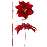Jingle Jollys 14Pcs Christmas Tree Flowers Set Xmas Garland Wreath Ornaments Red