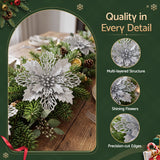 Jingle Jollys 20Pcs Christmas Tree Flower Set Garland Wreath Poinsettia Decorations