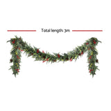 Jingle Jollys 3M Christmas Garland Pre-lit LED with Pine Cones Xmas Decor Green
