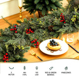 Jingle Jollys 3M Christmas Garland Pre-lit LED with Pine Cones Xmas Decor Green