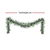 Jingle Jollys 3M Christmas Garland Pre-lit LED Lights Snow Frosted Tips Decor
