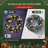 Jingle Jollys 60cm Christmas Wreath with LED Lights Snowy Garland Xmas Decor