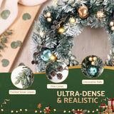 Jingle Jollys 60cm Christmas Wreath with LED Lights Snowy Garland Xmas Decor