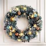 Jingle Jollys 60cm Christmas Wreath with LED Lights Snowy Garland Xmas Decor