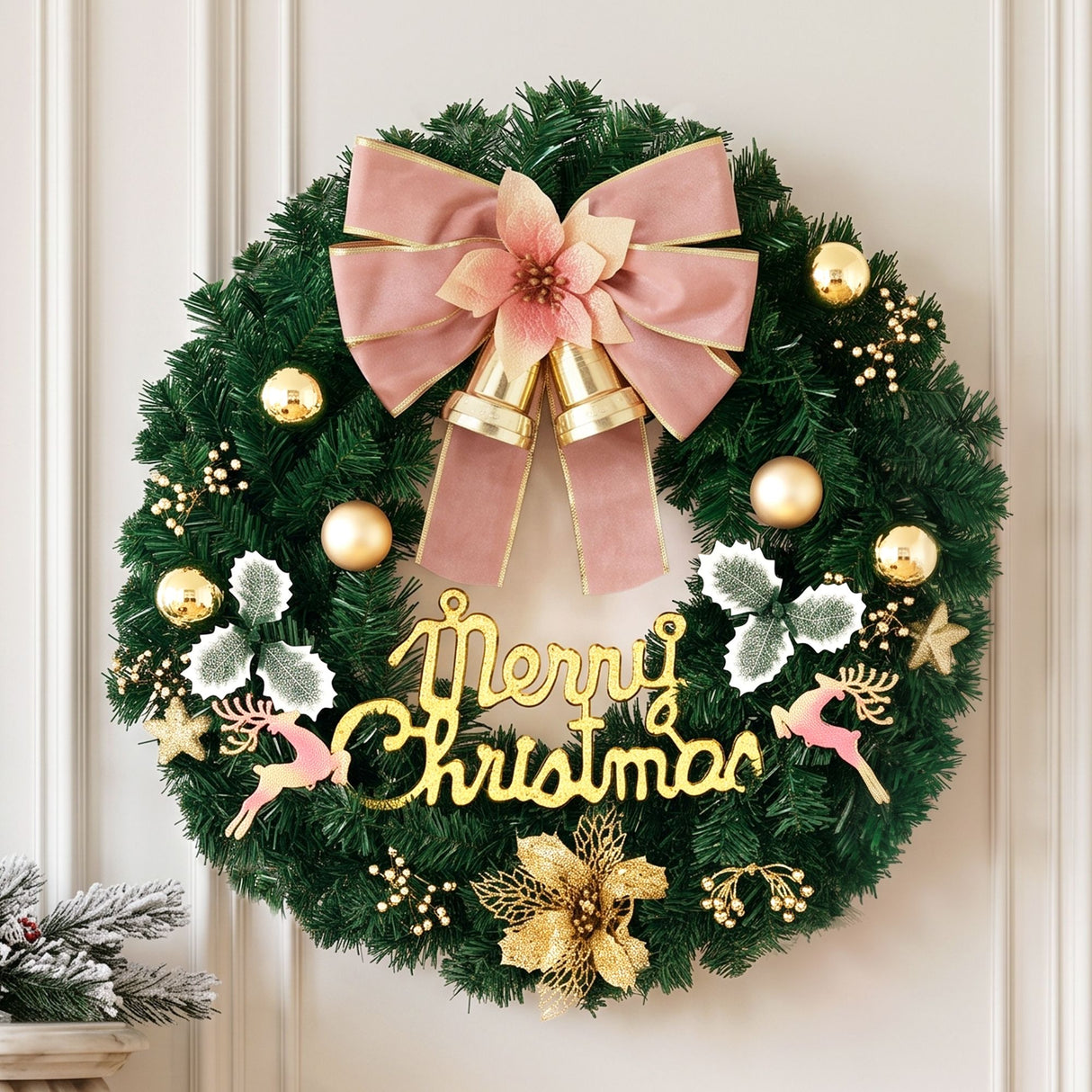 Jingle Jollys Christmas Wreath 60CM Garland Flowers Baubles Party Decorations