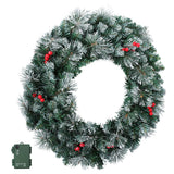 Jingle Jollys 60cm Christmas Wreath LED Lights Snowy Berries Garland Party Decor