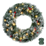 Jingle Jollys 60cm Christmas Wreath LED Lights Snowy Berries Garland Party Decor