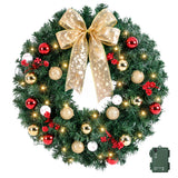 Jingle Jollys Christmas Wreath 60CM LED Garland Berries Bow Baubles Xmas Decor