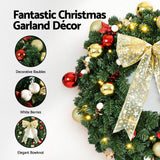 Jingle Jollys Christmas Wreath 60CM LED Garland Berries Bow Baubles Xmas Decor