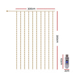 Jingle Jollys 3X3M Christmas Lights Curtain String Light 300 LED Warm White