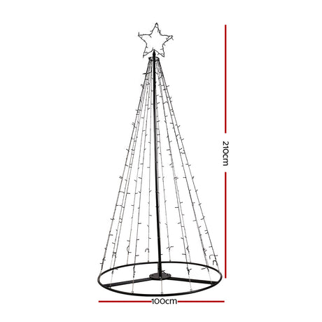 Jingle Jollys Solar Christmas Tree 2.1M Xmas Tree Decorations 8 Light Modes