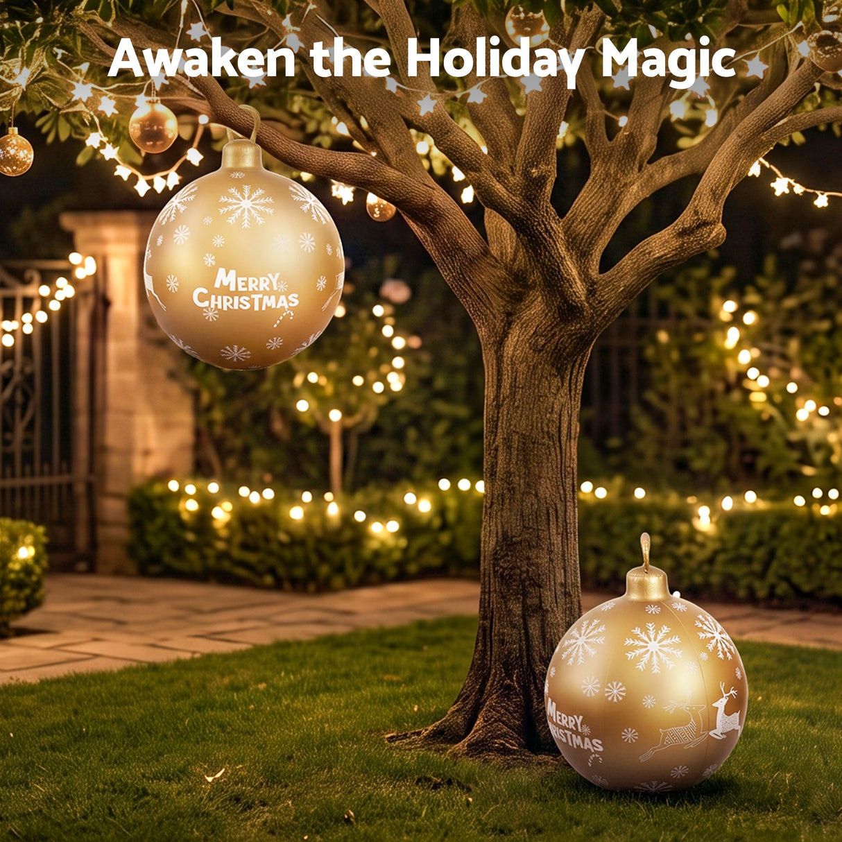 Jingle Jollys Christmas Inflatable Ball Bauble 60cm Outdoor Decoration Gold