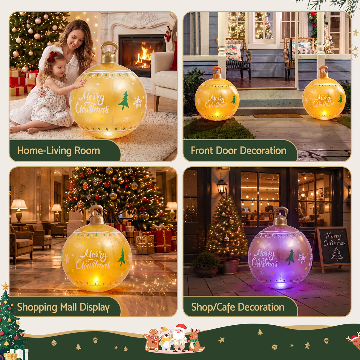 Jingle Jollys Christmas Inflatable Ball 60cm Led Illuminated Xmas Decoration