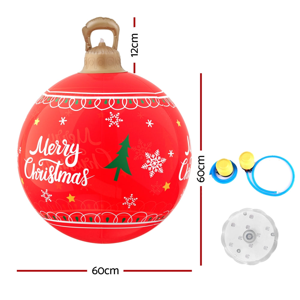 Jingle Jollys Christmas Inflatable Ball 60cm Led Illuminated Xmas Decoration Red