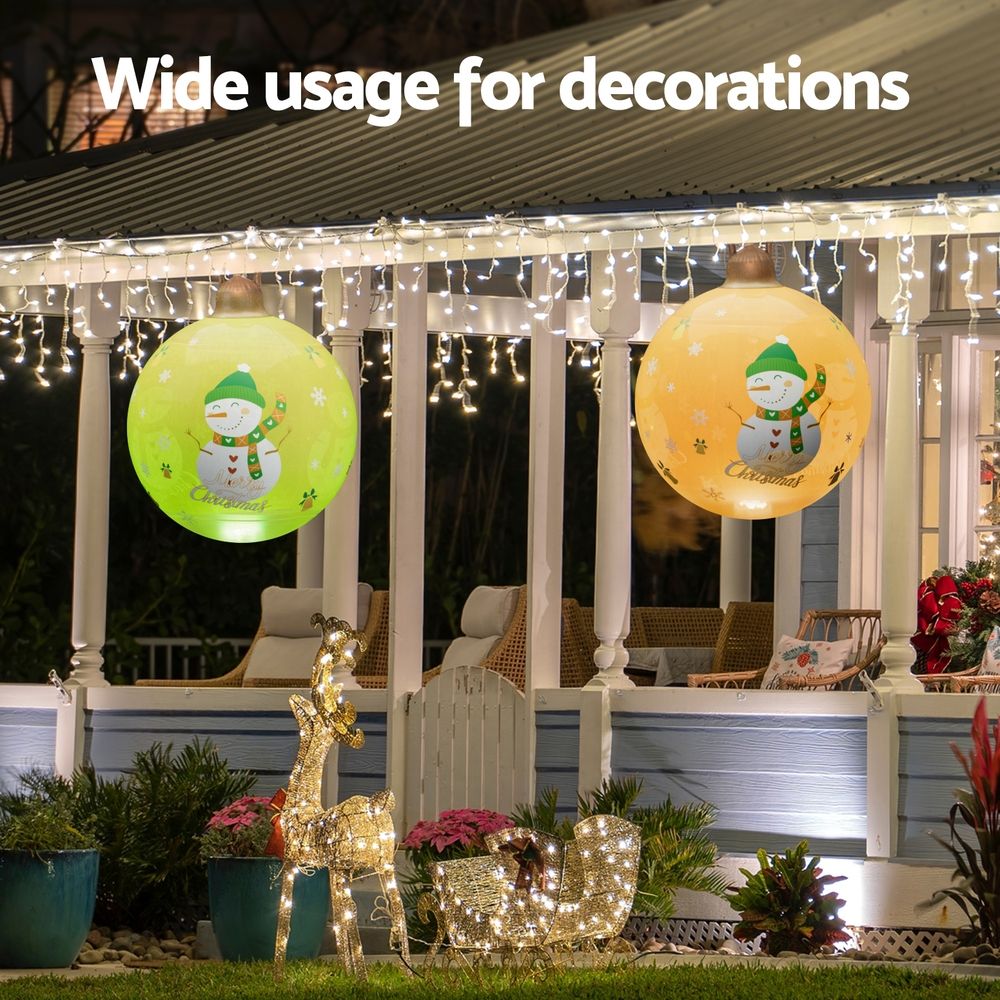 Jingle Jollys Christmas Inflatable Ball 60cm Led Illuminated Snowman Xmas Decor Gold