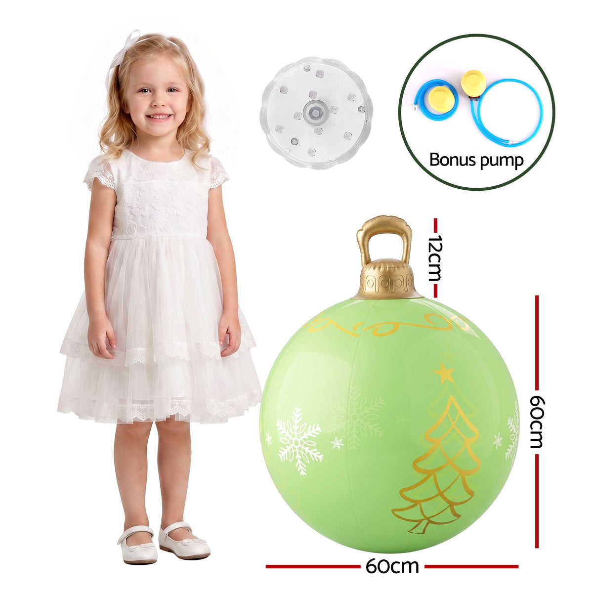 Jingle Jollys Christmas Inflatable Ball 60cm Led Illuminated Xmas Decoration
