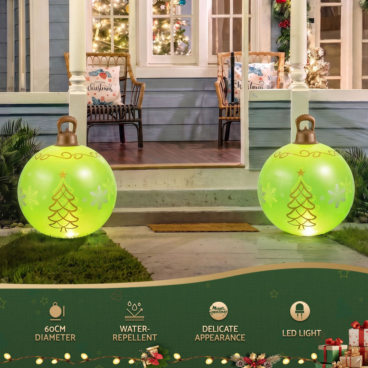 Jingle Jollys Christmas Inflatable Ball 60cm Led Illuminated Xmas Decoration