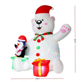 Jingle Jollys Christmas Inflatable Bear 1.8M Height LED Outdoor Decorations Illuminated