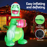Jingle Jollys Christmas Inflatable Dinosaur 1.8M Height LED Decorations Illuminated