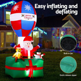 Jingle Jollys Christmas Inflatable Santa in Ballon 2.8M Height LED Decorations Illuminated