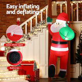 Jingle Jollys Christmas Inflatable Santa Climbing Ladder 2.45M Height LED Decorations Illuminated