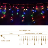 Jingle Jollys 12.5M Solar Christmas Lights Icicle String Light Multi Colour