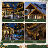 Jingle Jollys 12.5M Solar Christmas Lights Icicle String Light Warm White