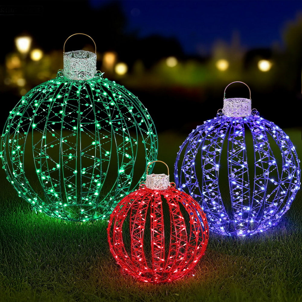 Jingle Jollys Christmas Lights 320 LED Fairy Light 3pcs Ball Decorations Set