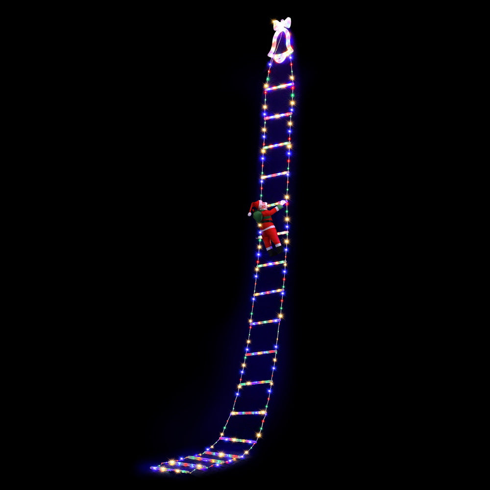 Jingle Jollys 3.5M Christmas Lights 300 LED Ladder Light with Santa Claus Decor