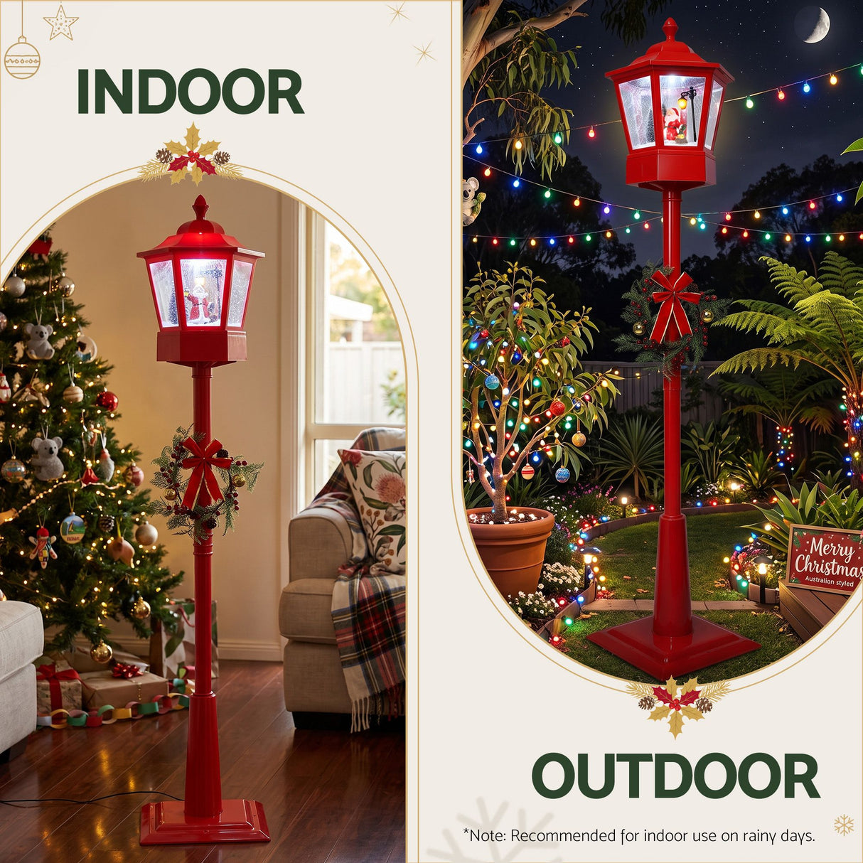 1.8M Christmas Lights Post Lamp LED Outdoor Decorations Jingle Jollys